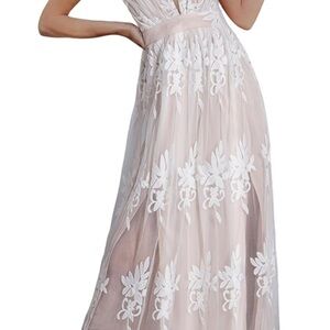 Pink and White Sleeveless Sweetheart Maxi Gown